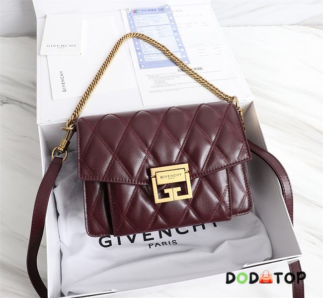 Givenchy Quilted Leather Crossbody Bag Red Wine Size 21.5 x 7 x 14 cm - 1