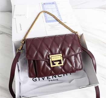Givenchy Quilted Leather Crossbody Bag Red Wine Size 21.5 x 7 x 14 cm