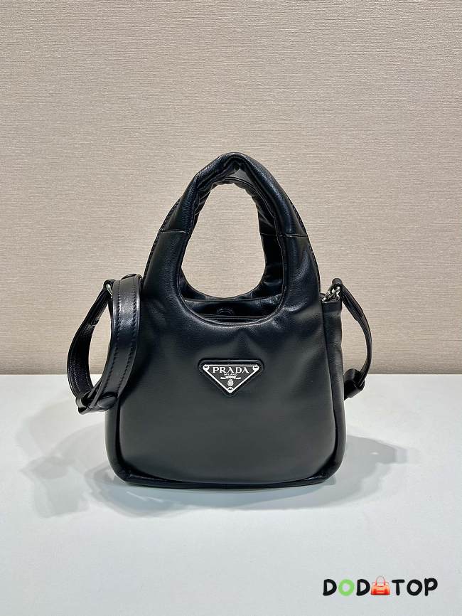 Prada Small Soft Padded Tote Bag 1BA359 Black Size 18 x 15.5 x 10 cm - 1