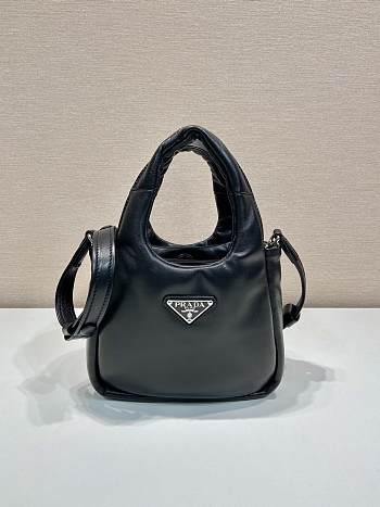 Prada Small Soft Padded Tote Bag 1BA359 Black Size 18 x 15.5 x 10 cm