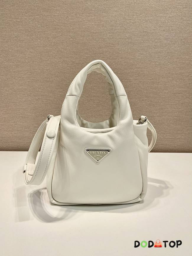 Prada Small Soft Padded Tote Bag 1BA359 White Size 18 x 15.5 x 10 cm - 1