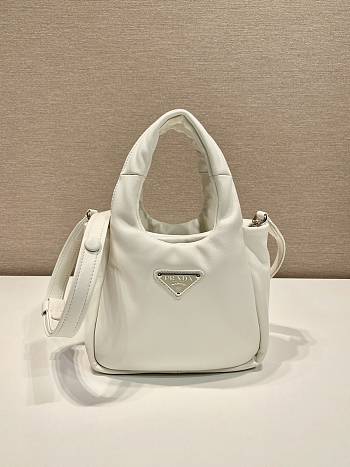 Prada Small Soft Padded Tote Bag 1BA359 White Size 18 x 15.5 x 10 cm