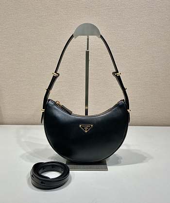 Prada Leather Shoulder Bag 1BC194 Black Size 22.5 x 18.5 x 6.5 cm