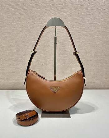 Prada Leather Shoulder Bag 1BC194 Brown Size 22.5 x 18.5 x 6.5 cm