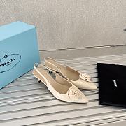 Prada Toe Flower Back Empty Cat Heel Shoes White 5.5 cm - 2