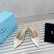 Prada Toe Flower Back Empty Cat Heel Shoes White 5.5 cm - 3