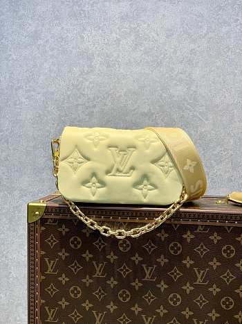 Louis Vuitton LV M81398 Wallet On Strap Bubblegram Yellow Size 20 x 12 x 6 cm