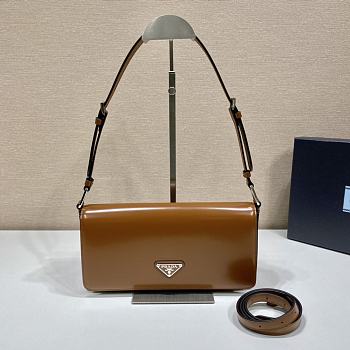 Prada Clamshell Shoulder Bag 1BD323 Brown Size 26 x 12 x 4.8 cm