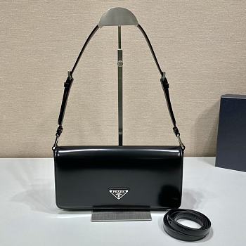 Prada Clamshell Shoulder Bag 1BD323 Black Size 26 x 12 x 4.8 cm