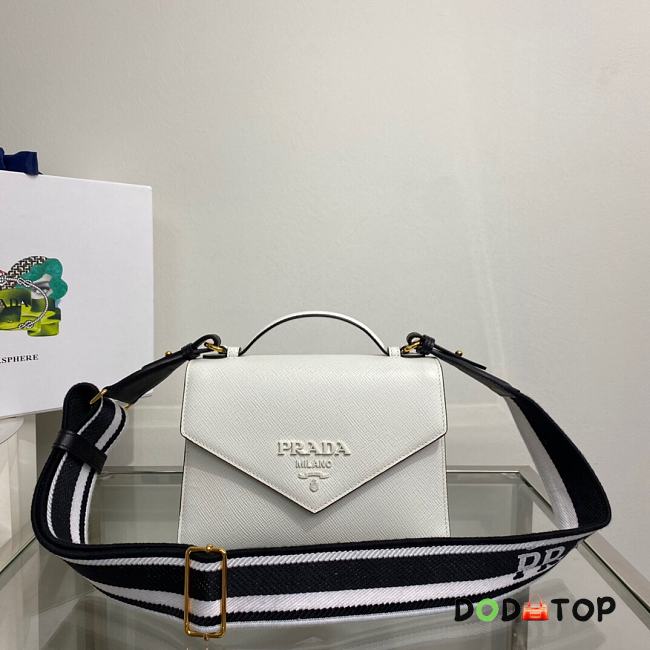 Prada Monochrome Saffiano And Leather Bag White Size 21 x 14 x 6.5 cm - 1