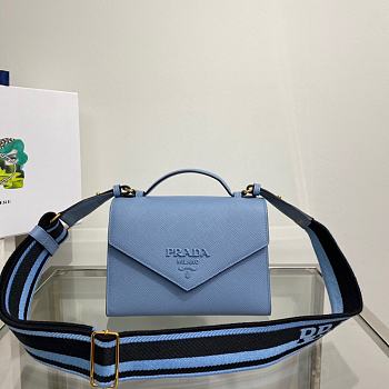 Prada Monochrome Saffiano And Leather Bag Blue Size 21 x 14 x 6.5 cm