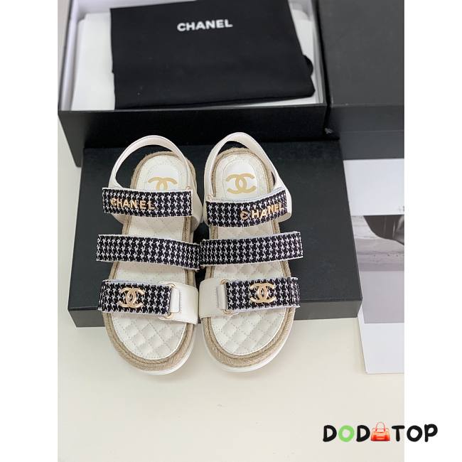 Chanel Sandals Hemp Rope Sole Sheepskin White - 1