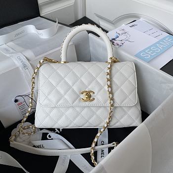 Chanel Coco Caviar White Bag Size 23 cm