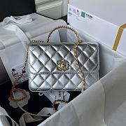 Chanel Flap Bag With Top Handle Silver Size 22 x 16 x 9 cm - 1