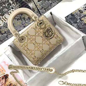 Dior Mini Lady Bag Metallic Cannage Calfskin Size 17 cm