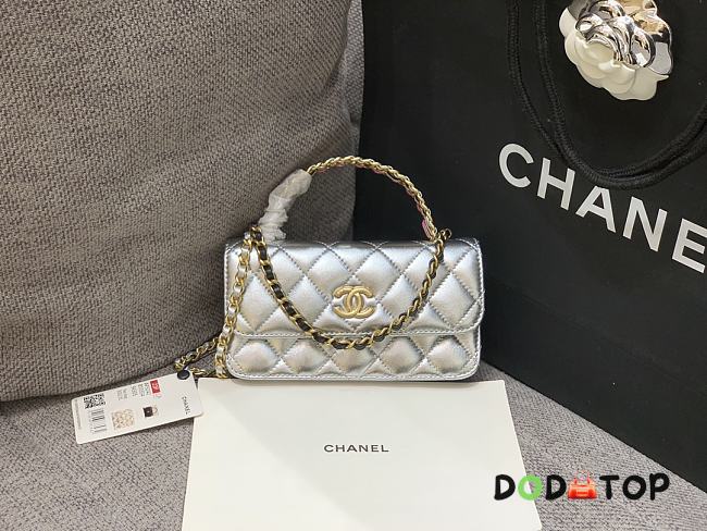 Chanel Handle Mobile Phone Bag Silver Size 17 x 9 x 4 cm - 1