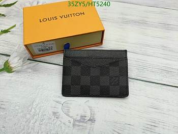 Louis Vuitton Card Holder Wallet Black Size 17 x 7 x 0.06 cm