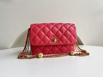 Chanel Gold Coin Underarm Bag Red AS3378 Size 15 x 20 x 9 cm 