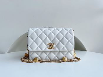 Chanel Gold Coin Underarm Bag White AS3378 Size 15 x 20 x 9 cm