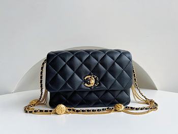 Chanel Gold Coin Underarm Bag Black AS3378 Size 15 x 20 x 9 cm