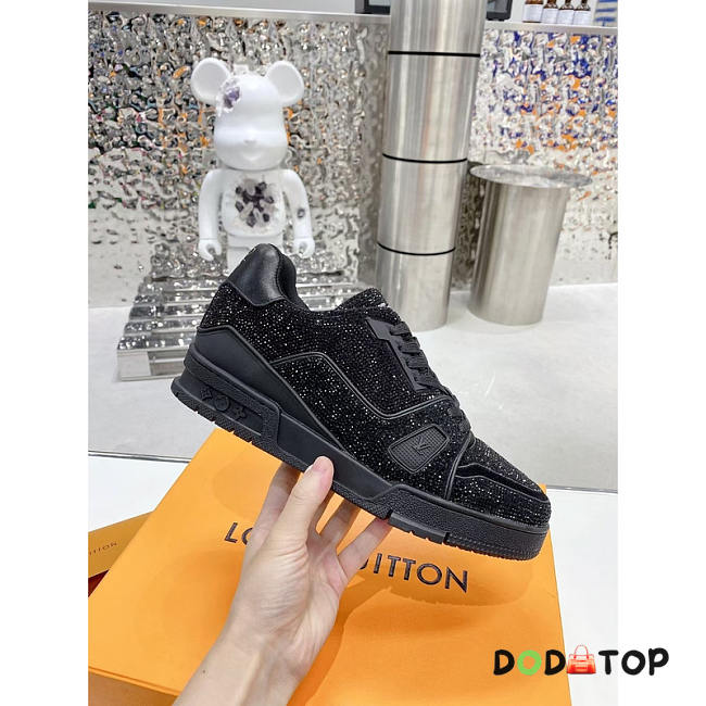 Louis Vuitton Men Black Crystals Trainer Sneaker - 1