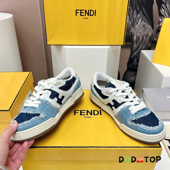 Fendi Match Mixed Denim Low-Top Sneakers - 1