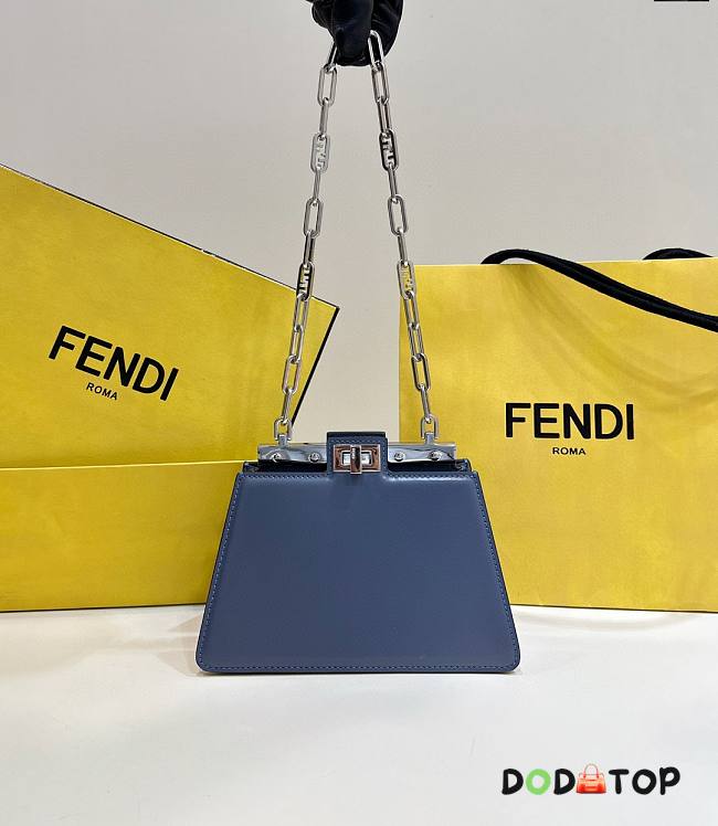 Fendi Peekaboo Cut Leather Bag Blue Size 11 x 20.5 x 14 cm - 1