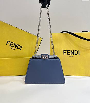 Fendi Peekaboo Cut Leather Bag Blue Size 11 x 20.5 x 14 cm