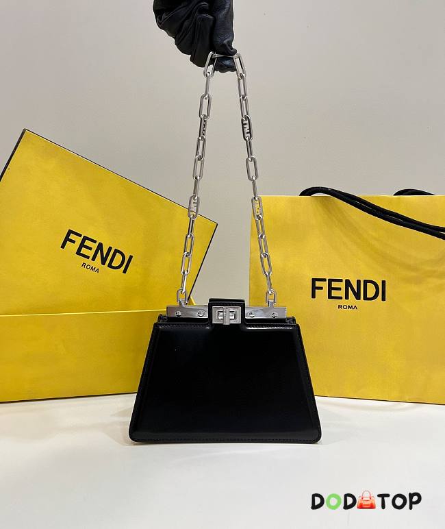 Fendi Peekaboo Cut Leather Bag Black Size 11 x 20.5 x 14 cm - 1