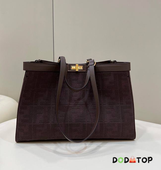Fendi X-Tote Dark Brown Canvas Shopper With Ff Embroidery Size 41 x 16 x 28 cm - 1