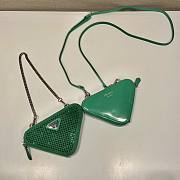 Prada Embellished Satin And Leather Mini-Pouch Green Size 15 x 10 x 5 cm - 6