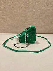 Prada Embellished Satin And Leather Mini-Pouch Green Size 15 x 10 x 5 cm - 2