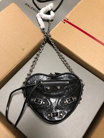 Balenciaga Women's Le Cagole Heart Mini Bag In Optic Black Size 17 x 15 x 5 cm