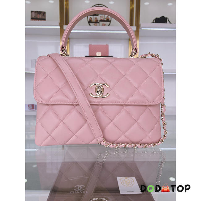 Chanel Small Trendy CC Flap Bag with Top Handle Should Bag Pink Size 17 x 25 x 12 cm - 1