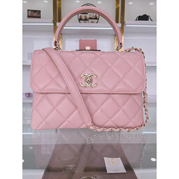 Chanel Small Trendy CC Flap Bag with Top Handle Should Bag Pink Size 17 x 25 x 12 cm