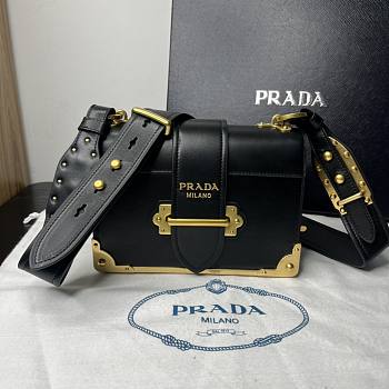 Prada Cahier Leather Bag Black Size 20 x 14.5 x 7 cm