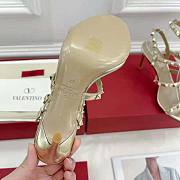 Valentino Women Rockstud Metallic Calfskin Leather Ankle Strap Sandal 100 mm - 6