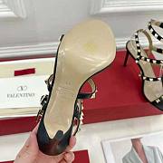Valentino Women Rockstud Calfskin Ankle Strap Sandal 100 mm Black - 6