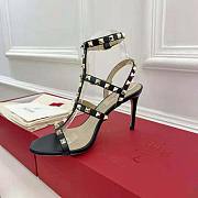 Valentino Women Rockstud Calfskin Ankle Strap Sandal 100 mm Black - 4