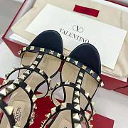 Valentino Women Rockstud Calfskin Ankle Strap Sandal 100 mm Black - 3