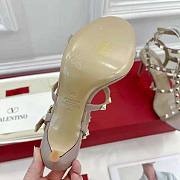 Valentino Women Rockstud Calfskin Ankle Strap Sandal 100 mm Pink - 5