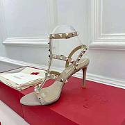 Valentino Women Rockstud Calfskin Ankle Strap Sandal 100 mm Pink - 4