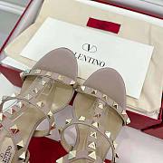 Valentino Women Rockstud Calfskin Ankle Strap Sandal 100 mm Pink - 2
