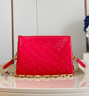 Louis Vuitton LV Coussin Small Handbag M21773 Rose Red Size 26 x 20 x 12 cm