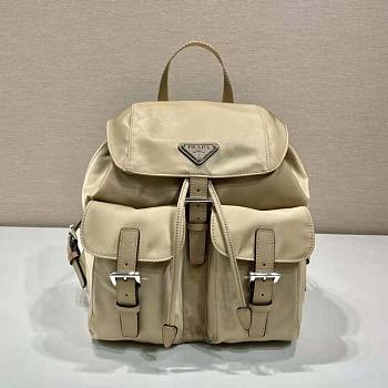 Prada Small Re-Nylon Backpack Beige Bag Size 28 x 12 x 23.5 cm