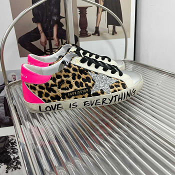Golden Goose Super-star Leopard Print Calf Hair Glitter Grafitti Sneaker
