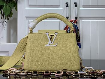 Louis Vuitton LV Capucines Mini Handbag M21798 Yellow Size 21 x 14 x 8 cm