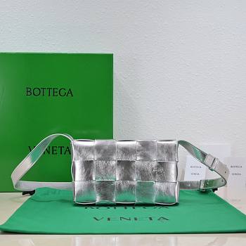 Bottega Veneta Cassette Crossbody Bag Silver Size 23 x 15 x 5.5 cm