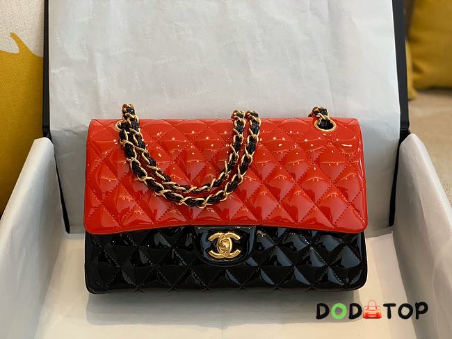 Chanel A01112 Flap Bag Black Red Size 25 cm - 1