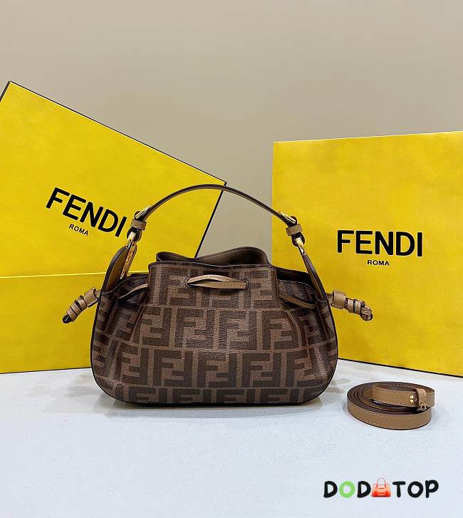 Fendi Pomodorino Brown FF Fabric Mini-Bag Size 24 × 9.5 × 14 cm - 1